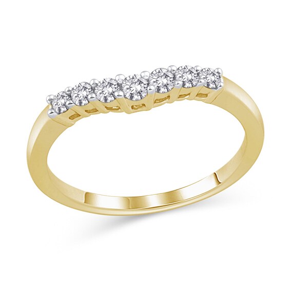 Previously Owned - 1/4 CT. T.w. Diamond Seven Stone Contour Wedding Band in 14K Gold