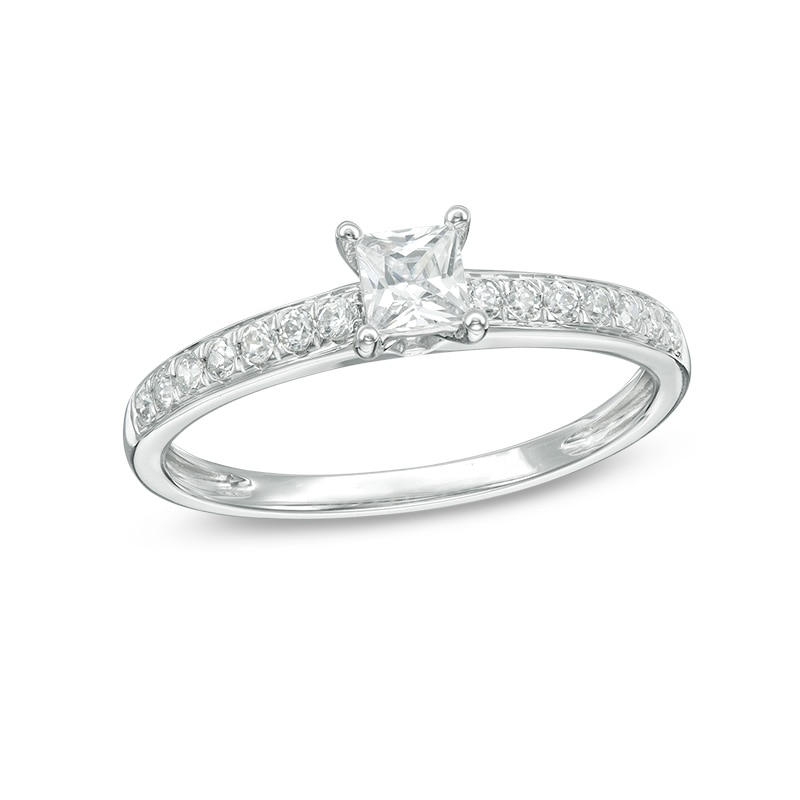 Main Image 1 of Previously Owned - 1/2 CT. T.W. Princess-Cut Diamond Engagement Ring in 10K White Gold
