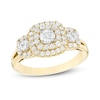 Thumbnail Image 0 of Previously Owned - 1 CT. T.W. Diamond Past Present Future® Double Cushion Frame Engagement Ring in 10K Gold