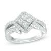 Thumbnail Image 0 of Previously Owned - 1 CT. T.W. Quad Princess-Cut Diamond Bypass Engagement Ring in 10K White Gold