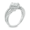 Thumbnail Image 1 of Previously Owned - 1 CT. T.W. Quad Princess-Cut Diamond Bypass Engagement Ring in 10K White Gold