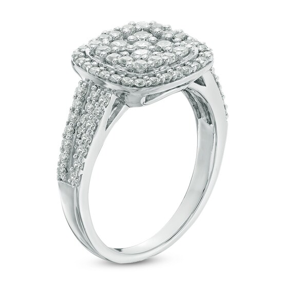 Previously Owned - 1 CT. T.w. Composite Diamond Cushion Frame Engagement Ring in 10K White Gold