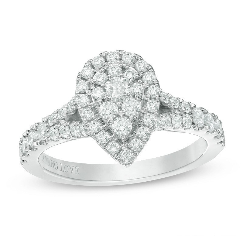 Main Image 1 of Previously Owned - Vera Wang Love Collection 3/4 CT. T.W. Composite Diamond Frame Engagement Ring in 14K White Gold