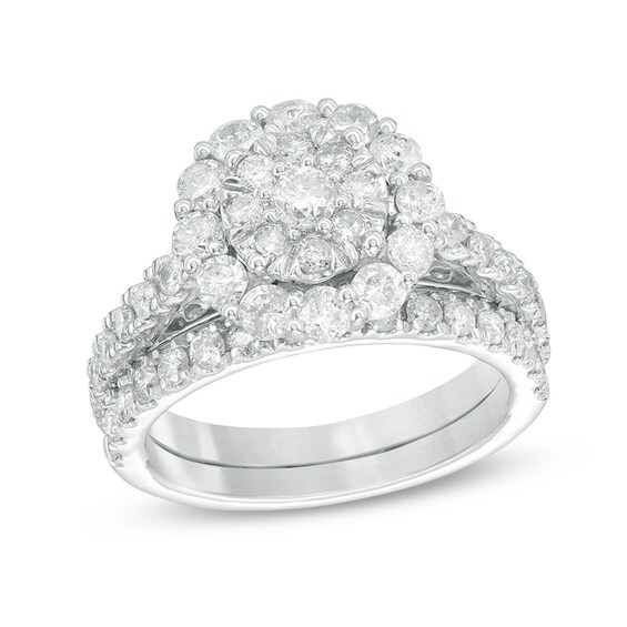 Previously Owned - 1-3/4 CT. T.w. Composite Diamond Frame Bridal Set in 10K White, Rose or Yellow Gold