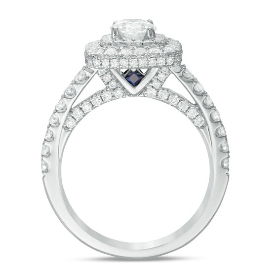 Previously Owned - Vera Wang Love Collection 1-1/2 CT. T.w. Diamond Cushion Frame Engagement Ring in 14K White Gold