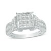 Thumbnail Image 1 of Previously Owned - 1 CT. T.W. Composite Princess-Cut Diamond Collar Engagement Ring in 14K White Gold