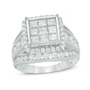 Thumbnail Image 1 of Previously Owned - 3 CT. T.W. Composite Princess-Cut Diamond Three Row Engagement Ring in 14K White Gold