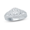 Thumbnail Image 1 of Previously Owned - 1/2 CT. T.W. Composite Diamond Flower Frame Petal-Sides Bridal Set in 10K White Gold