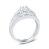 Thumbnail Image 2 of Previously Owned - 1/2 CT. T.W. Composite Diamond Flower Frame Petal-Sides Bridal Set in 10K White Gold