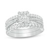 Thumbnail Image 1 of Previously Owned - 1 CT. T.W. Diamond Cushion Frame Three Piece Bridal Set in 14K White Gold