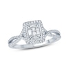 Thumbnail Image 1 of Previously Owned - 1/3 CT. T.W. Composite Diamond Rectangle Frame Split Shank Engagement Ring in 10K White Gold