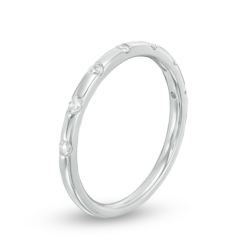 Main Image 2 of Previously Owned - 1/8 CT. T.W. Diamond Seven Stone Stackable Band in 10K White Gold