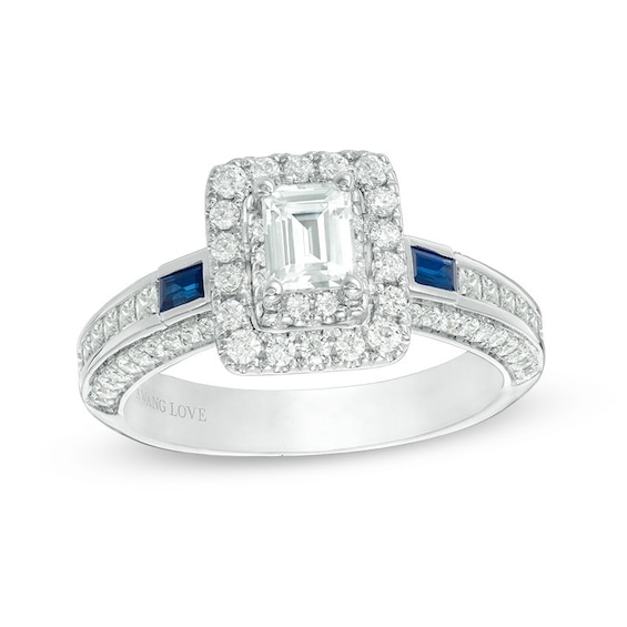 Previously Owned - Vera Wang Love Collection 1-1/5 CT. T.w. Emerald-Cut Diamond Engagement Ring in 14K White Gold