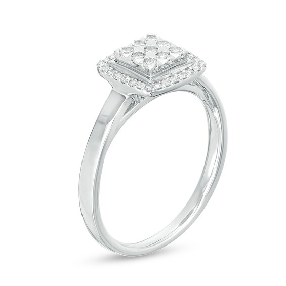Previously Owned - 1/4 CT. T.w. Composite Diamond Square Frame Engagement Ring in 10K White Gold