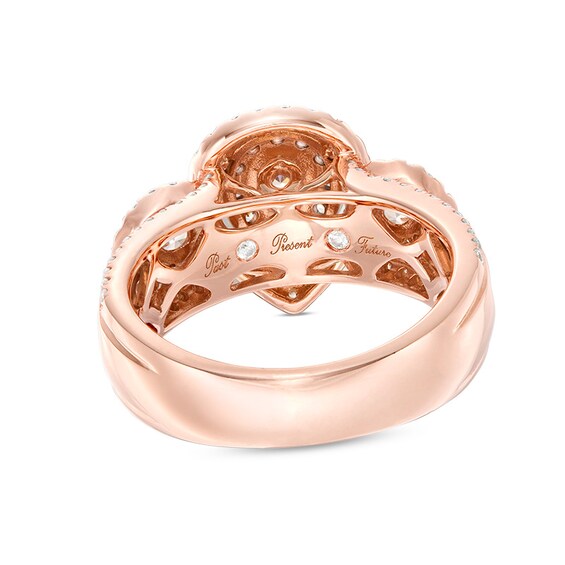Previously Owned - 2 CT. T.w. Pear-Shaped Diamond Past Present FutureÂ® Double Frame Engagement Ring in 14K Rose Gold