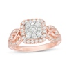 Thumbnail Image 1 of Previously Owned - 3/4 CT. T.W. Diamond Double Cushion Frame Twist Engagement Ring in 10K Two-Tone Gold