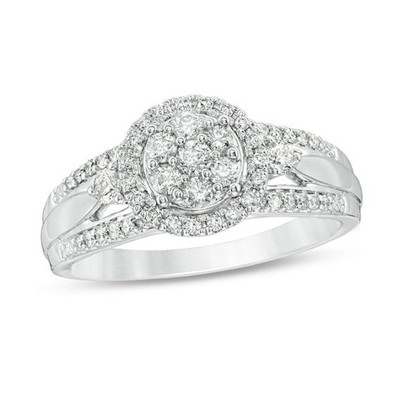 Previously Owned - 1/2 CT. T.w. Composite Diamond Frame Engagement Ring in 10K White Gold