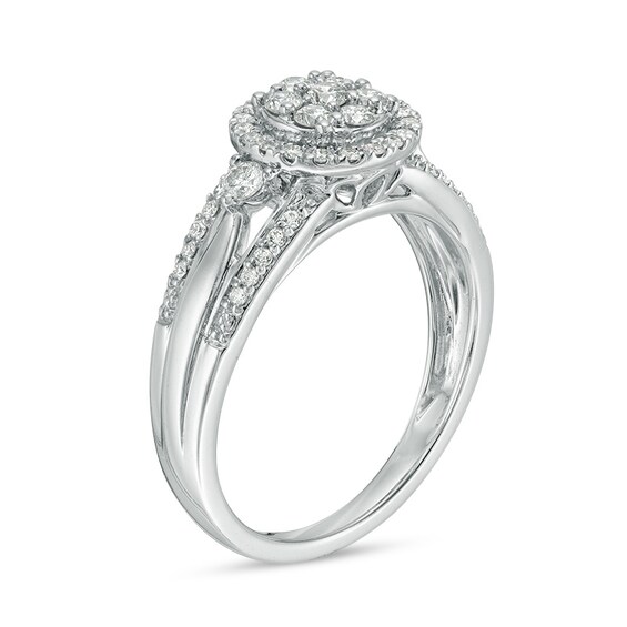 Previously Owned - 1/2 CT. T.w. Composite Diamond Frame Engagement Ring in 10K White Gold