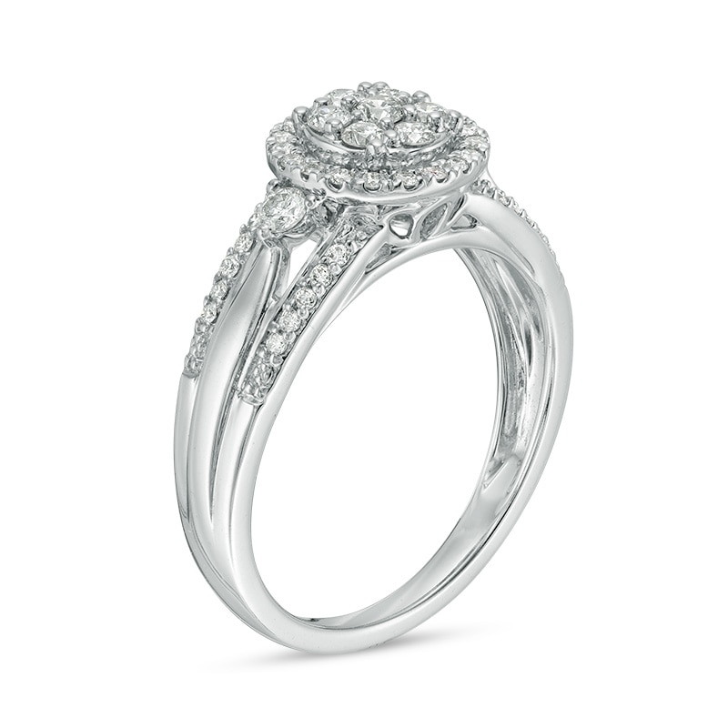 Main Image 2 of Previously Owned - 1/2 CT. T.W. Composite Diamond Frame Engagement Ring in 10K White Gold