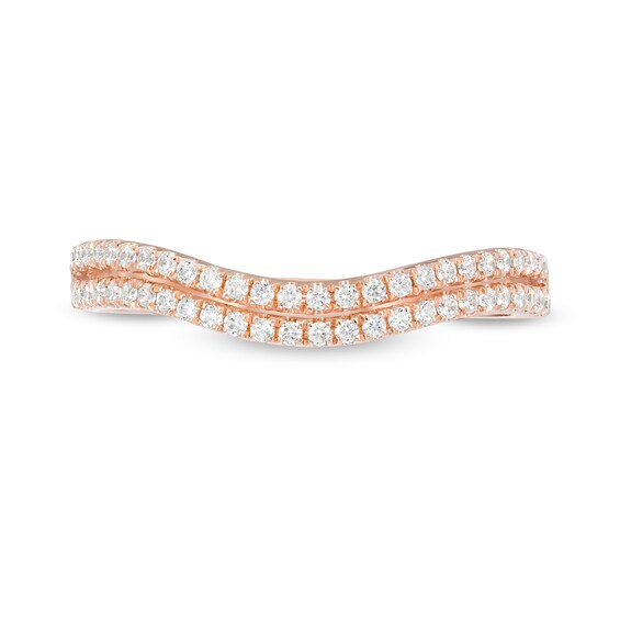 Previously Owned - 1/4 CT. T.w. Diamond Double Row Contour Anniversary Ring in 10K Rose Gold