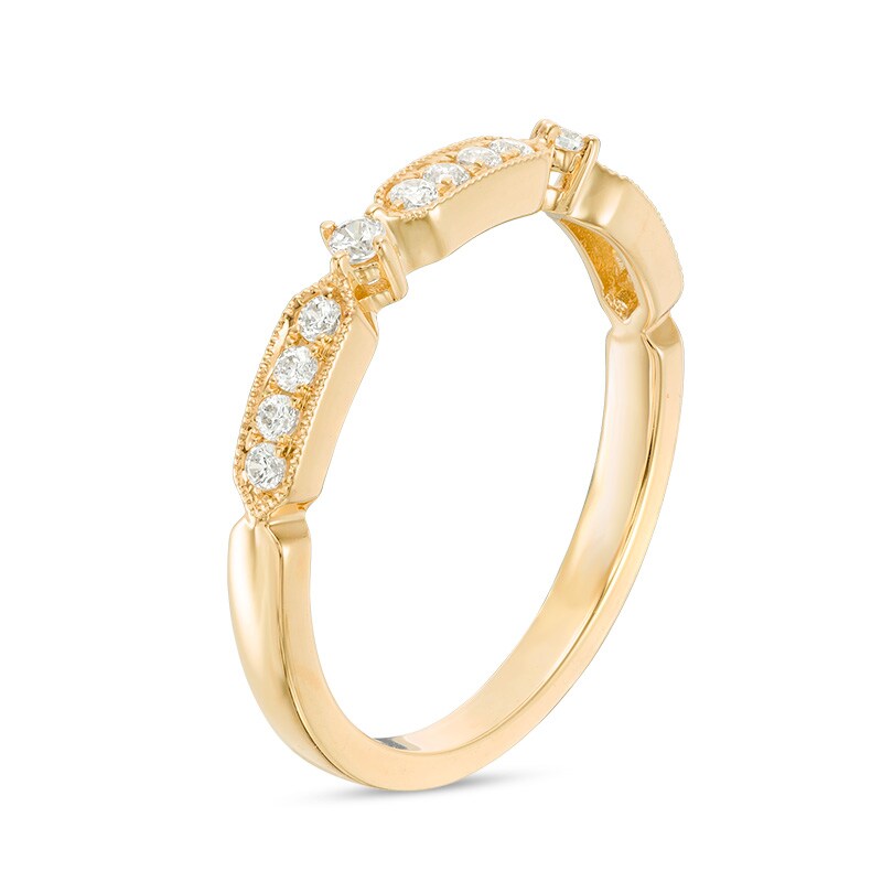 Main Image 2 of Previously Owned - 1/5 CT. T.W. Diamond Art Deco Vintage-Style Anniversary Band in 10K Gold