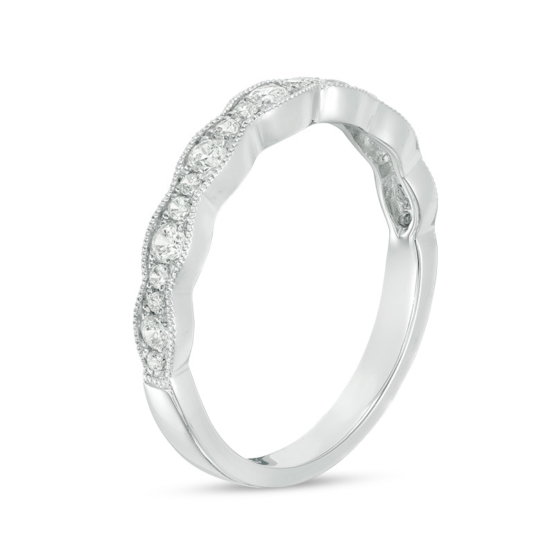 Main Image 2 of Previously Owned - 1/3 CT. T.W. Diamond Wave Vintage-Style Anniversary Band in 10K White Gold