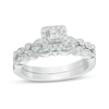Thumbnail Image 1 of Previously Owned - 3/8 CT. T.W. Princess-Cut Diamond Frame Vintage-Style Bridal Set in 10K White Gold