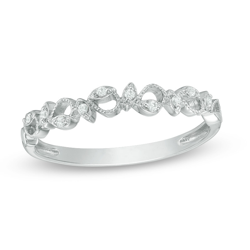 Main Image 1 of Previously Owned - 1/20 CT. T.W. Diamond Vine Vintage-Style Band in 10K White Gold