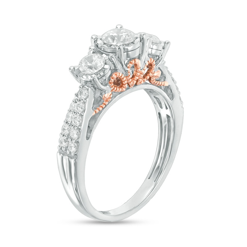 Main Image 2 of Previously Owned - 1 CT. T.W. Diamond Past Present Future® Engagement Ring in 10K Two-Tone Gold