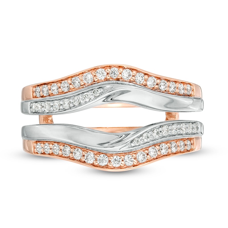 Main Image 3 of Previously Owned - 3/8 CT. T.W. Diamond Bypass Double Row Solitaire Enhancer in 14K Two-Tone Gold