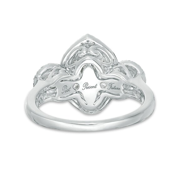 Previously Owned - 1/2 CT. T.w. Marquise Diamond Past Present FutureÂ® Frame Engagement Ring in 14K White Gold