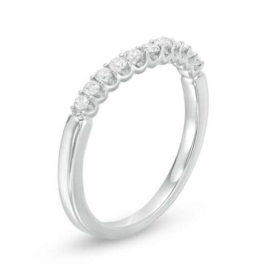 Previously Owned - 1/4 CT. T.w. Diamond Contour Wedding Band in 14K White Gold