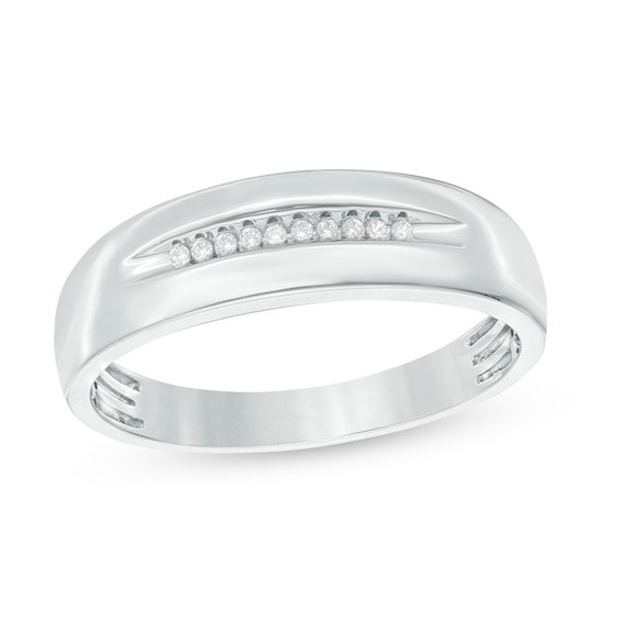 Previously Owned - 1/20 CT. T.w. Diamond Ten Stone Wedding Band in 10K White Gold
