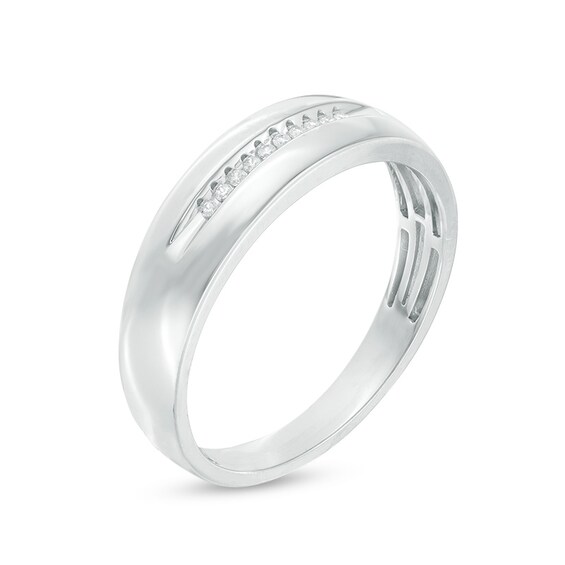 Previously Owned - 1/20 CT. T.w. Diamond Ten Stone Wedding Band in 10K White Gold