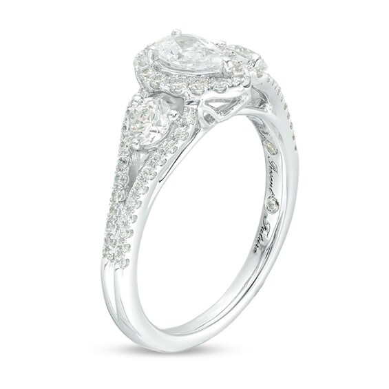 Previously Owned - 1-1/5 CT. T.w. Pear-Shaped Diamond Past Present FutureÂ® Frame Engagement Ring in 14K White Gold