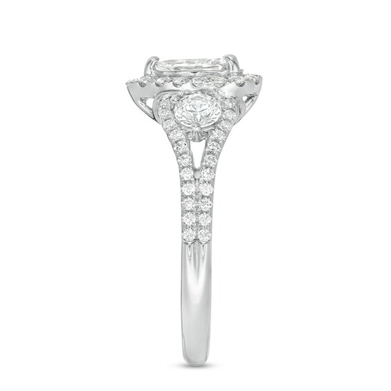 Previously Owned - 1-1/5 CT. T.w. Pear-Shaped Diamond Past Present FutureÂ® Frame Engagement Ring in 14K White Gold