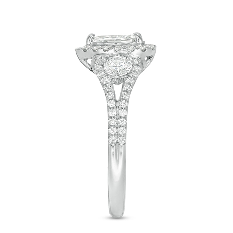 Main Image 6 of Previously Owned - 1-1/5 CT. T.W. Pear-Shaped Diamond Past Present Future® Frame Engagement Ring in 14K White Gold