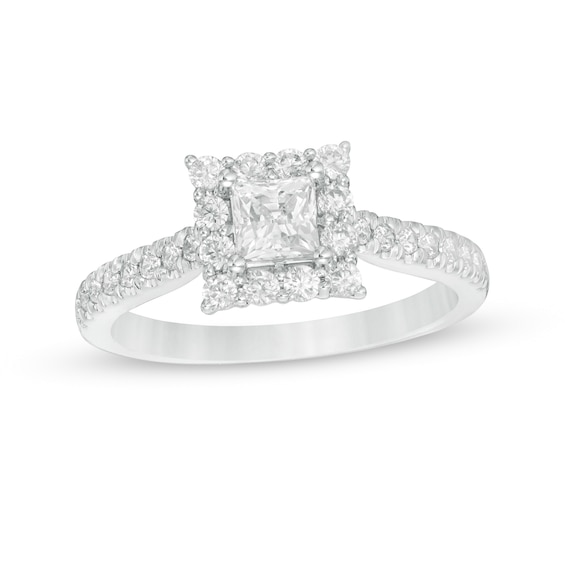 Previously Owned - Love's Destiny by Zales 1 CT. T.w. Princess-Cut Diamond Engagement Ring in 14K White Gold