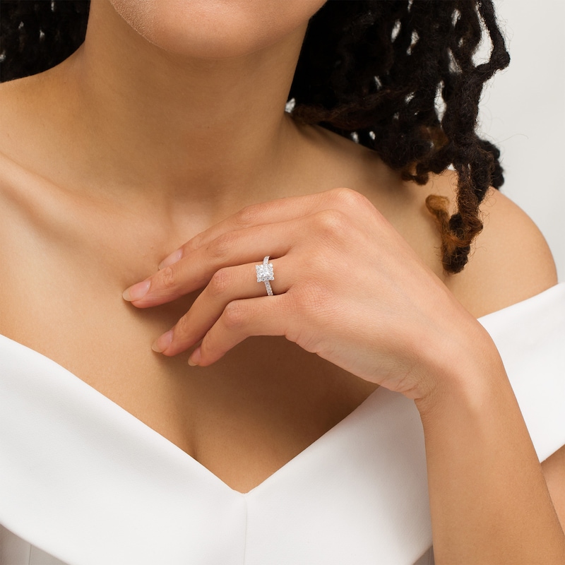 Main Image 2 of Previously Owned - Love's Destiny by Zales 1 CT. T.W. Princess-Cut Diamond Engagement Ring in 14K White Gold