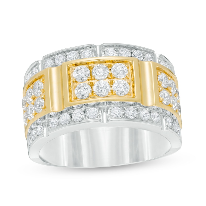 Main Image 1 of Previously Owned - 2 CT. T.W. Diamond Brick-Patterned Ring in 10K Two-Tone Gold