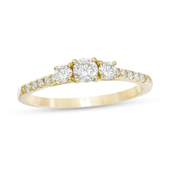 Previously Owned - 1/2 CT. T.w. Diamond Past Present FutureÂ® Engagement Ring in 10K Gold