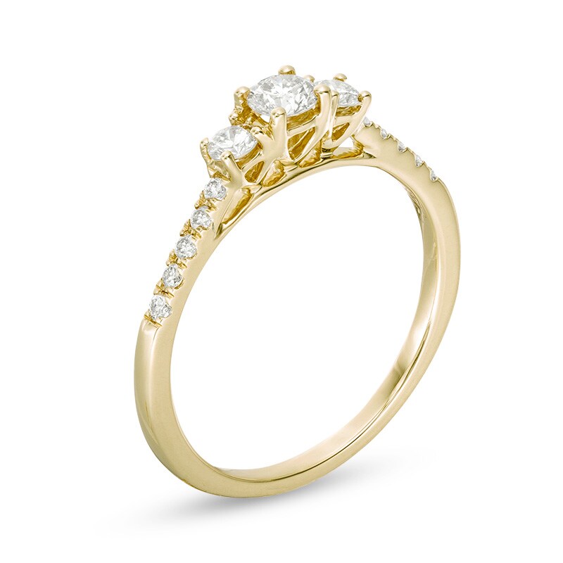 Main Image 2 of Previously Owned - 1/2 CT. T.W. Diamond Past Present Future® Engagement Ring in 10K Gold