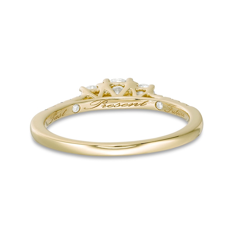 Main Image 4 of Previously Owned - 1/2 CT. T.W. Diamond Past Present Future® Engagement Ring in 10K Gold