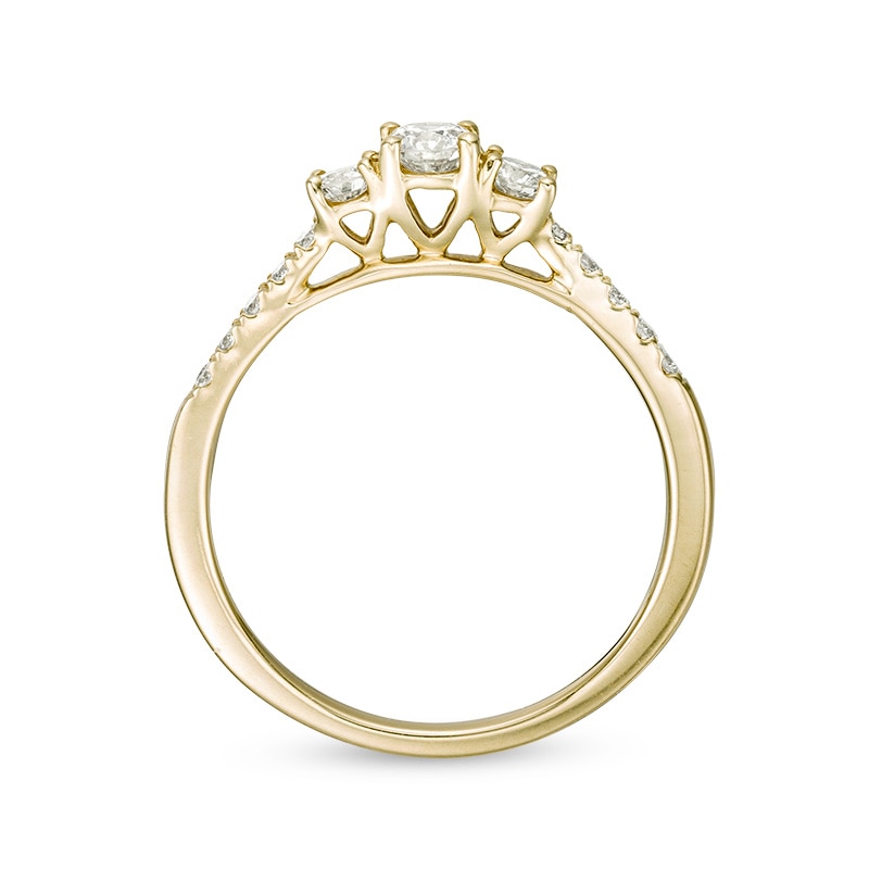 Main Image 5 of Previously Owned - 1/2 CT. T.W. Diamond Past Present Future® Engagement Ring in 10K Gold