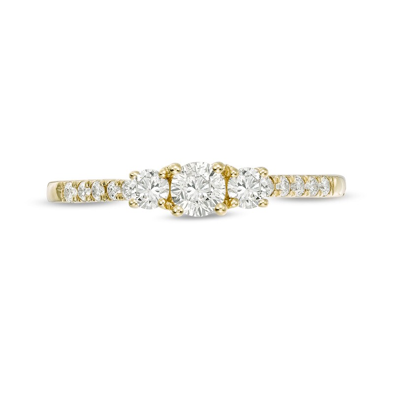 Main Image 6 of Previously Owned - 1/2 CT. T.W. Diamond Past Present Future® Engagement Ring in 10K Gold