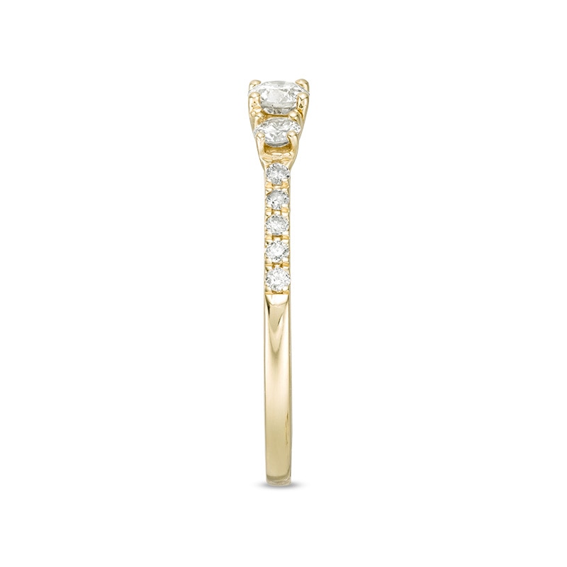 Main Image 7 of Previously Owned - 1/2 CT. T.W. Diamond Past Present Future® Engagement Ring in 10K Gold