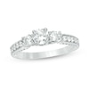 Thumbnail Image 1 of Previously Owned - 3/4 CT. T.W. Diamond Three Stone Vintage-Style Engagement Ring in 10K White Gold