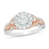 Thumbnail Image 1 of Previously Owned - 1 CT. T.W. Diamond Frame Leaf-Sides Vintage-Style Engagement Ring in 14K Two-Tone Gold