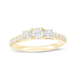 Previously Owned - 1 CT. T.W. Diamond Past Present Future® Engagement Ring in 10K Gold