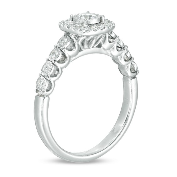 Previously Owned - 3/8 CT. T.w. Diamond Cushion Frame Engagement Ring in 10K White Gold